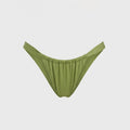 Luxury green bikini bottoms in Kiwi featuring a cheeky cut and signature shiny fabric 