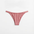 Luxury pink bikini bottoms in Rosé featuring a cheeky cut and signature shiny fabric